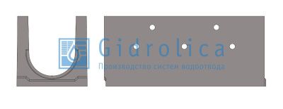 Лоток водоотводный бетонный коробчатый (СО-300мм), с дренажным отверстием слева KUол 100.44(30).49(42,5) - BGU