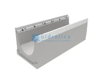 Лоток водоотводный бетонный коробчатый(СО-150мм), с оцинкованной насадкой, с уклоном 0,5% КUу 100.24,8 (15).19,5(13)-BGZ-V, № -10